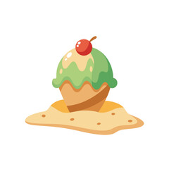 Delicious ice cream sundae with cherry vector illustration dessert sweet treat design