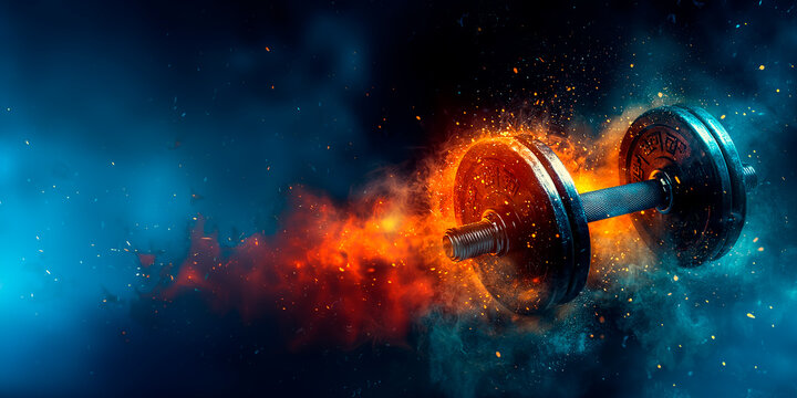 Banner con mancuerna y espacio para texto