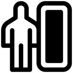 Body image. Outlined stroke vector icon with black-filled details.