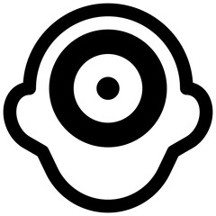 Obsessive thoughts. Outlined stroke vector icon with black-filled details.