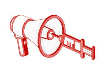 Powerful announcement delivered by syringe injection megaphone concept for impactful health communication