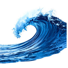 Majestic curling ocean wave with splash effect on transparent background