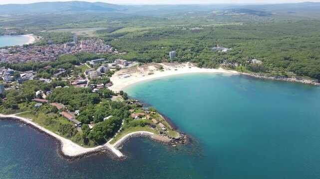 Aerial view of Black Sea Coast near Atliman Beach and Kiten, Burgas Region, Bulgaria 