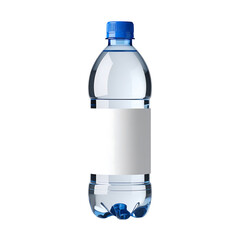 Clean plastic water bottle with blank label on transparent background