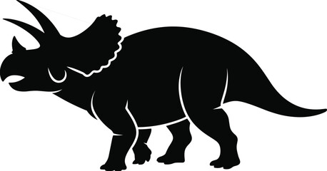 Triceratops, dinosaur, silhouette, prehistoric, animal, extinct, creature, vector, horned, reptile, Jurassic, black, icon, illustration, ancient, wildlife, fossil, nature, strong, herbivore, profile, 
