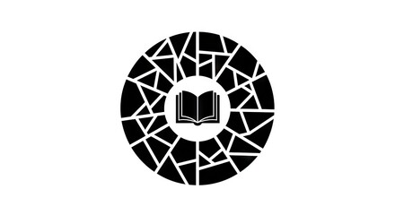 Circular graphic design book icon