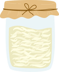 Sauerkraut in a glass jar