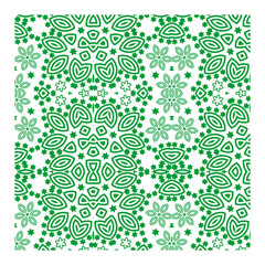 Intricate Green Pattern, Symmetrical Leaf Design, Abstract Floral Repetition