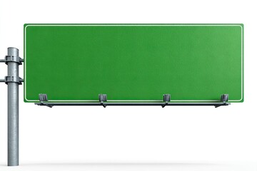 Obraz premium Empty green highway sign mounted on a metal pole