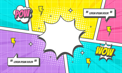 Colorful comic pop art background cartoon art