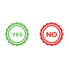 Yes and no signs label two green and red stickers