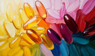 Close-up of Vitamin D supplement capsules paired with Omega-3 and fish oil gel capsules. These supplements are commonly used to boost the immune system and improve overall, Generative AI