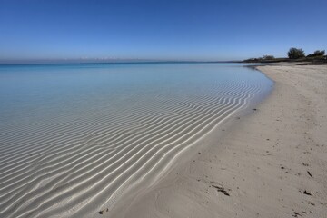 Obraz premium Tranquil beach shoreline with rippled sand