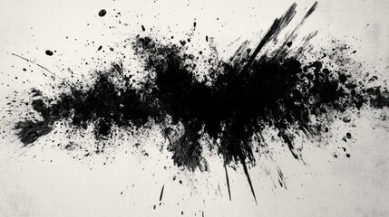 Abstract Black Ink Splash with Dynamic Streaks and Grunge Texture
