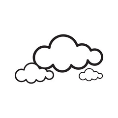 Simple clouds icon, black and white outline vector illustration. Line art drawing of a cloudy sky, weather forecast symbol isolated on white background.
