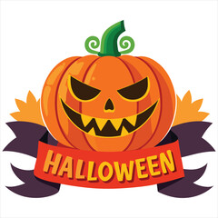 Happy Halloween. Happy Halloween text banner design template. Halloween pumpkin isolated on white background. Happy Halloween logo. Happy Halloween label. Happy Halloween sticker. Happy Halloween post