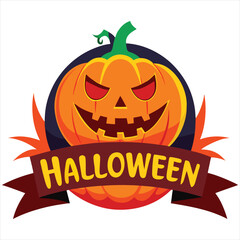 Happy Halloween. Happy Halloween text banner design template. Halloween pumpkin isolated on white background. Happy Halloween logo. Happy Halloween label. Happy Halloween sticker. Happy Halloween post