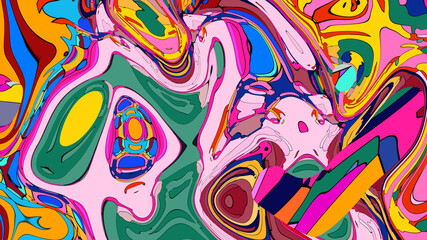 Fototapeta premium Colorful, abstract, fluid, and geometric background for a music festival