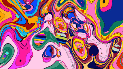 Obraz premium Colorful, abstract, fluid, and geometric background for a music festival
