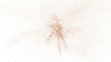 3D rendering of burst of sand granules or fine dirt on transparent background