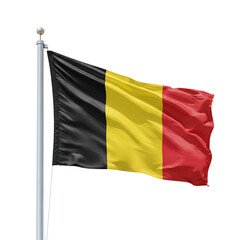 Obraz premium Belgian Flag on Pole Isolated Transparent Background