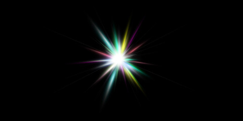 Obraz premium A vibrant burst of colorful light against a dark backdrop.