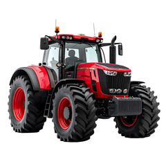 Obraz premium Sleek and Powerful Red Tractor Posing Boldly on transparent background