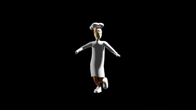 3d render chef dancing house. Samba dancing. prores 4444