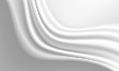 White fabric wave curve background texture vector