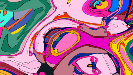 Colorful, abstract, fluid, and geometric background for a music festival