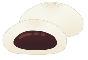 シンプルな2個セットのあんまんのイラスト