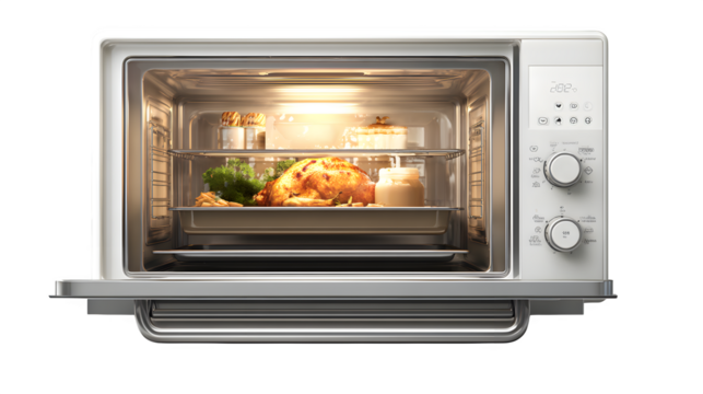 A kitchen with a smart oven that learns your cooking preferences and adjusts settings accordingly