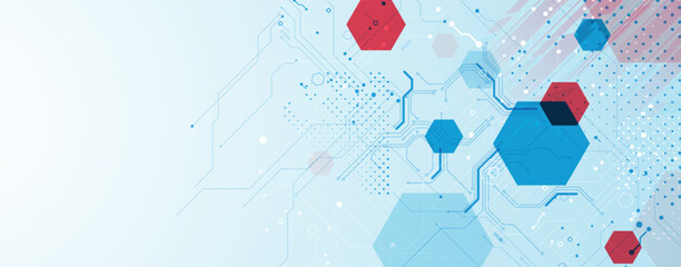 Abstract polygonal and circuit technology concept, futuristic background