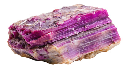 Fototapeta premium Raw Polylithionite Specimen – Rare Lithium Mica, Purple-Pink Layered Form, Isolated on Transparent Background, AI Generated