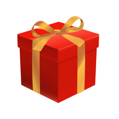 プレゼントボックスのイラスト_赤いボックスと金色のリボン