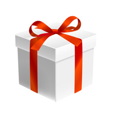 プレゼントボックスのイラスト_白いボックスと赤いリボン