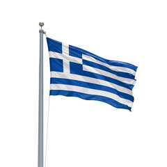 Obraz premium Greek National Flag Waving on Isolated Transparent Background