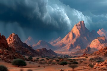 Fototapeta premium Colorado River runs through the magnificent canyon, creating a beautiful sunset panorama of the rocky desert landscape 