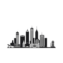 Obraz premium City skyline vector illustration of a modern urban cityscape silhouette with prominent skyscraper towers and architecture