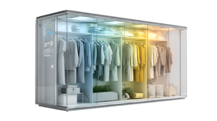 A smart closet system that organizes clothes based on weather forecasts and user preferences