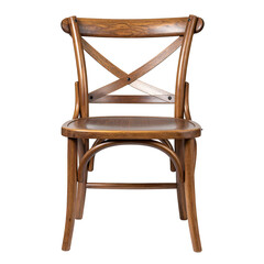 Wooden Cross Back Chair in Warm Brown Tone on transparent background
