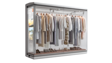 A smart closet system that organizes clothes based on weather forecasts and user preferences