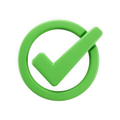 Green Check Mark Symbol in Circle Completion Concept for Task Management and Approval Process.