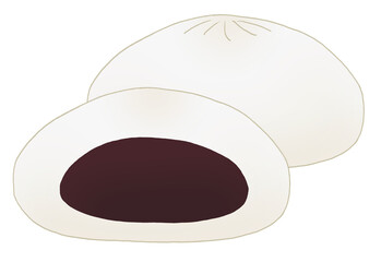 シンプルな2個セットのあんまんのイラスト