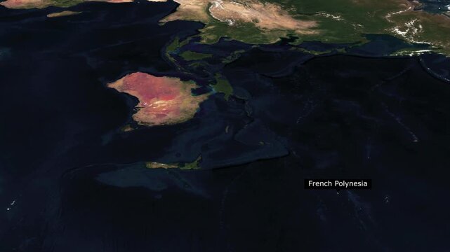 French Polynesia Border Line Map &ndash; Geographic Overview.
