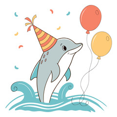 Cute Dolphin Celebrating in the Ocean
