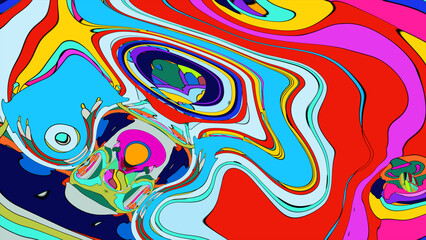 Colorful, abstract, fluid, and geometric background for a music festival