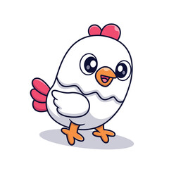 Cute Chicken Standing Cartoon Vector Icon Illustration. Animal Nature Icon Concept Isolated Premium Vector. Flat Cartoon Style