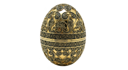 Intricate golden easter egg with ornate patterns isolated for festive celebrations transparent background