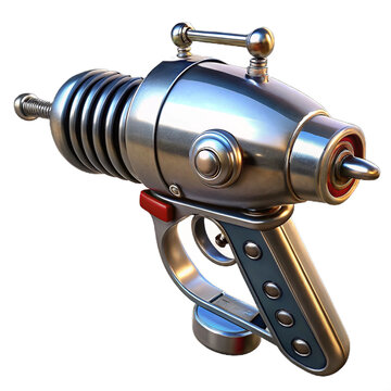 A retro sci fi ray gun poised for intergalactic adventure evoking classic on transparent background
